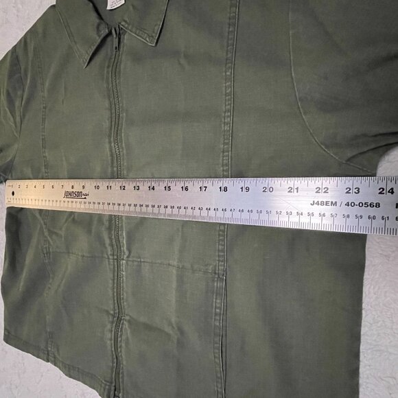 Cotton Studio Womens Zip Up Shirt Jacket Large Green Long Sleeve Lightweight USA - Picture 6 of 8